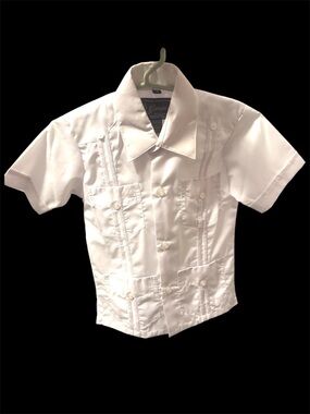 Guayaberas Exportacion Authentic Boys White Short Sleeve Dress Shirt Size 4